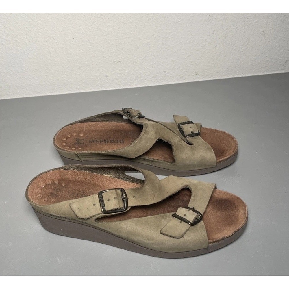 Mephisto Womens Terie Nubuck Wedge Comfort Open Sandals Size EU 38 / US 8